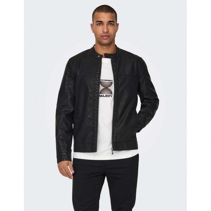 ONLY & SONS ONSMIKE PU RACER JACKET OTW NOOS BLACK
