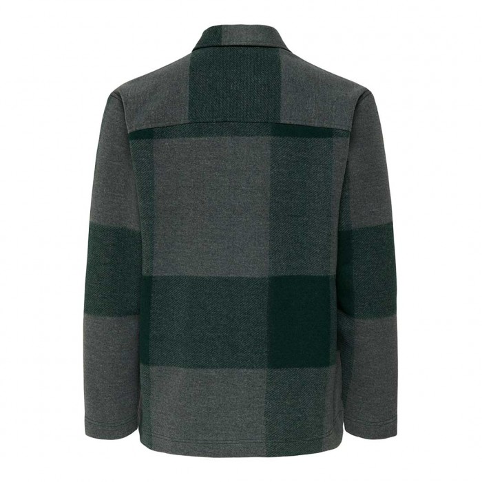 ONLY & SONS ONSWAKE CHECKED ZIP OVERSHIRT GREEN