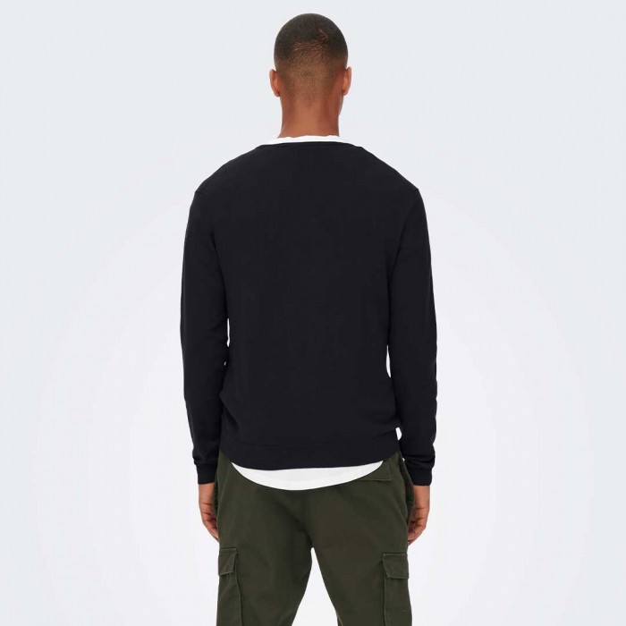 ONLY & SONS ONSWYLER LIFE REG 14 LS CREW KNIT NOOS BLACK