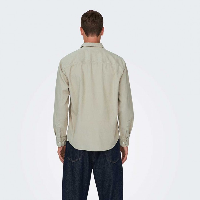 ONLY & SONS ONSALP RLX 2PKT WASHD CORD LS SHIRT NOOS ECRU