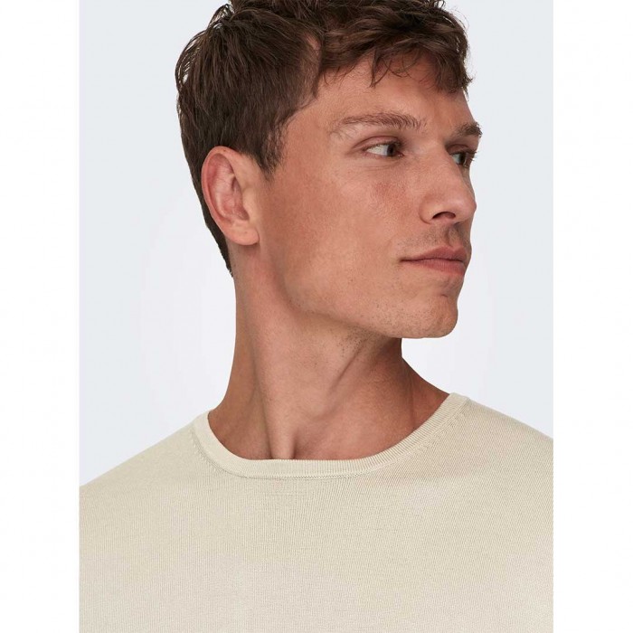 ONLY & SONS ONSWYLER LIFE REG 14 LS CREW KNIT NOOS ECRU