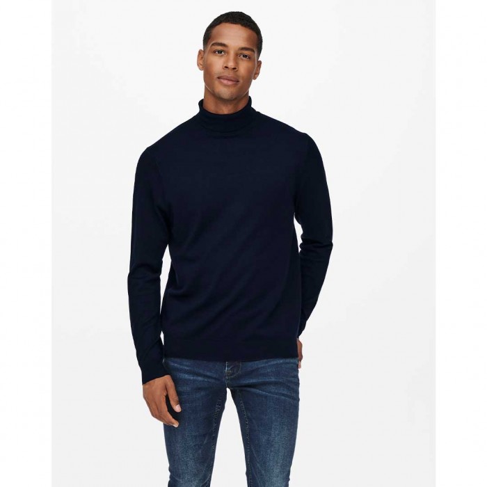 ONLY & SONS ONSWYLER LIFE REG 14 ROLL KNIT NOOS DARK BLUE