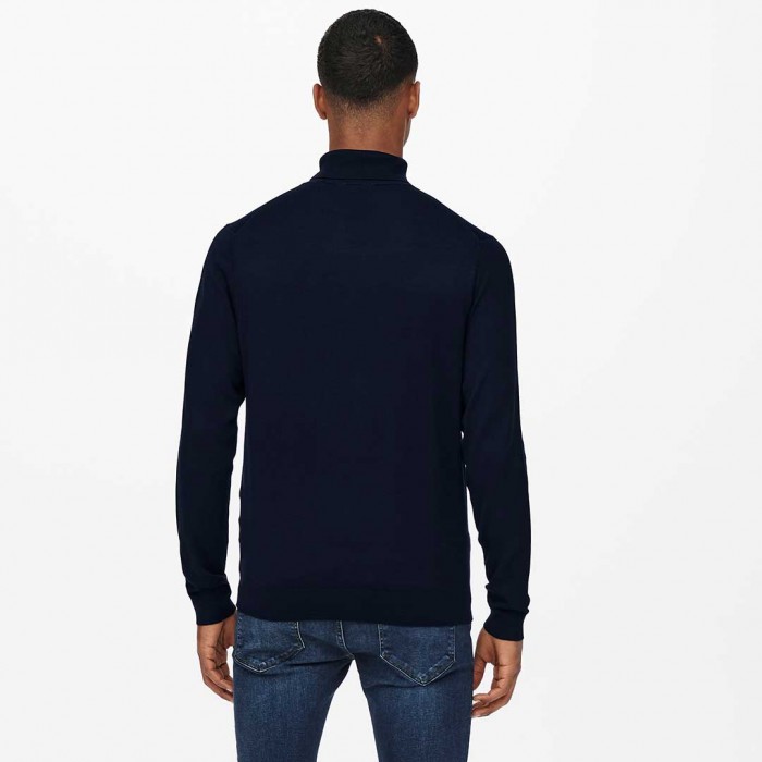 ONLY & SONS ONSWYLER LIFE REG 14 ROLL KNIT NOOS DARK BLUE