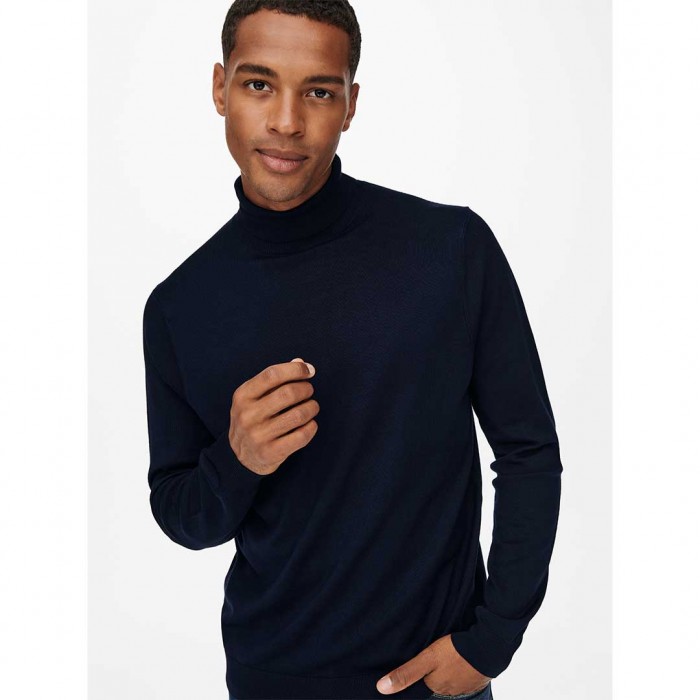 ONLY & SONS ONSWYLER LIFE REG 14 ROLL KNIT NOOS DARK BLUE