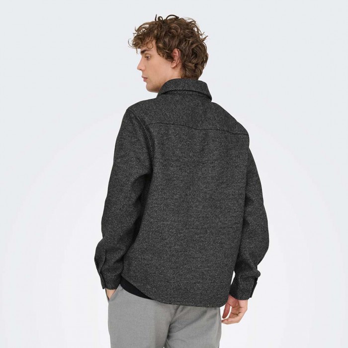 ONLY & SONS ONSMICAH TWILL OVERSHIRT FRML DARK GREY
