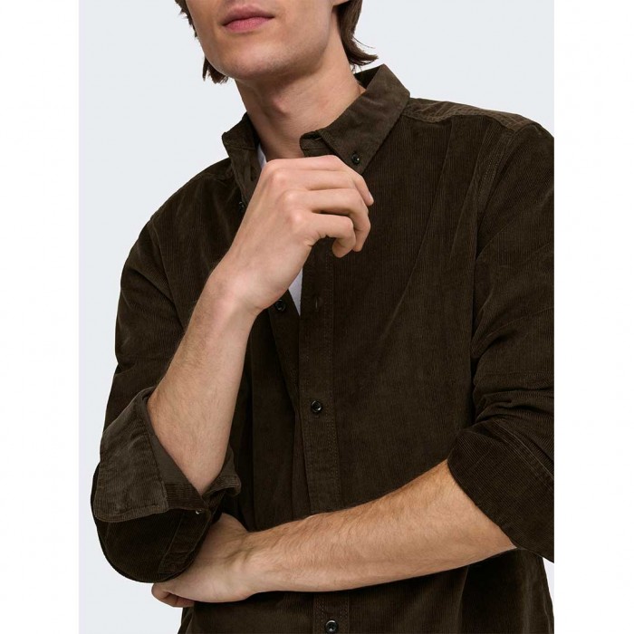 ONLY & SONS ONSMICHAEL 18W REG CORD STRETCH LS NOOS BROWN
