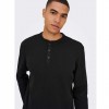 ONLY & SONS ONSTOBIE REG LS HENLEY TEE NOOS BLACK