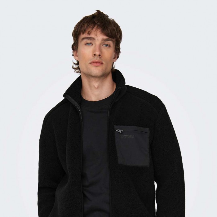 ONLY & SONS ONSDALLAS SHERPA JACKET OTW VD BLACK