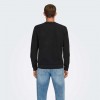 ONLY & SONS ONSTONY RLX 12 LS WAFFLE CREW KNIT NOOS BLACK