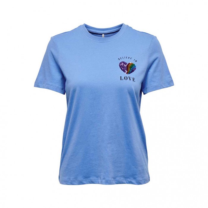 ONLY ONLKITA REG S/S SEQ HEART TOP BOX JRS BLUE