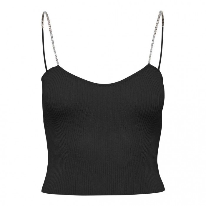 ONLY CROPPED TOP WITH DETAILED STRAPS BLACK