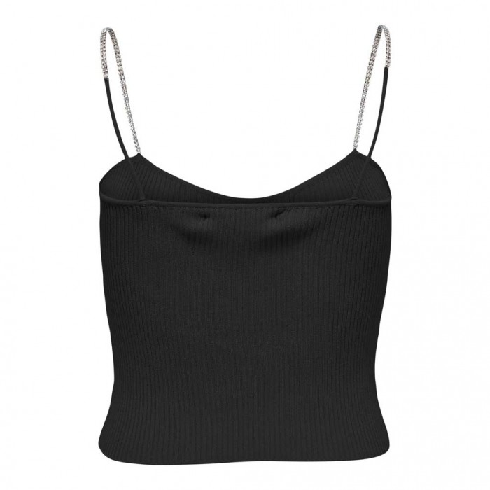 ONLY CROPPED TOP WITH DETAILED STRAPS BLACK