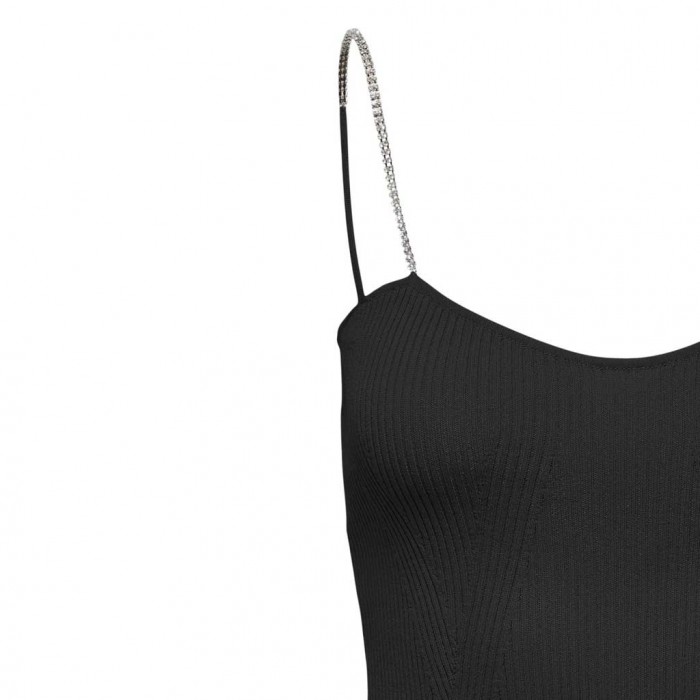 ONLY CROPPED TOP WITH DETAILED STRAPS BLACK