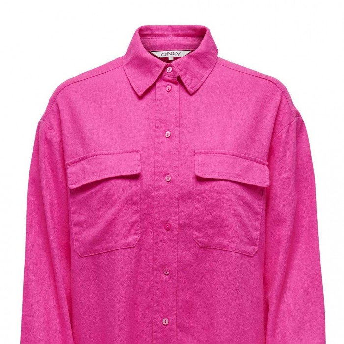 ONLY ONLCARO L/S OVS LINEN BL SHIRT CC PNT PINK