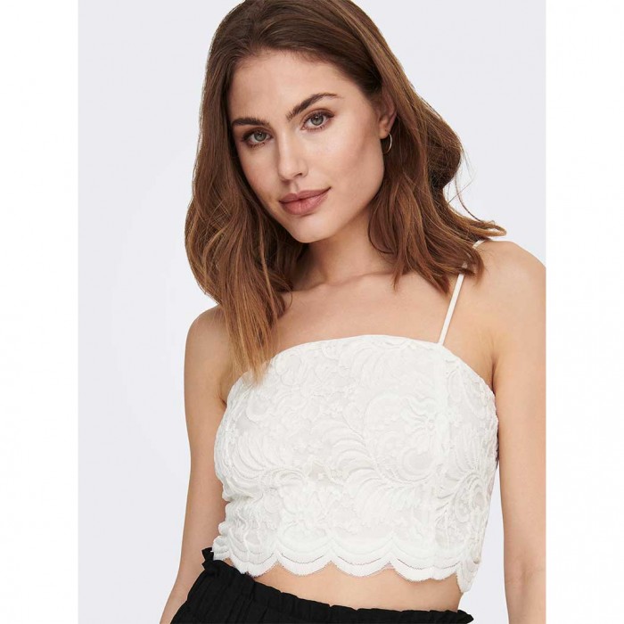 ONLY  ONLALBA S/L SHORT LACE TOP JRS WHITE