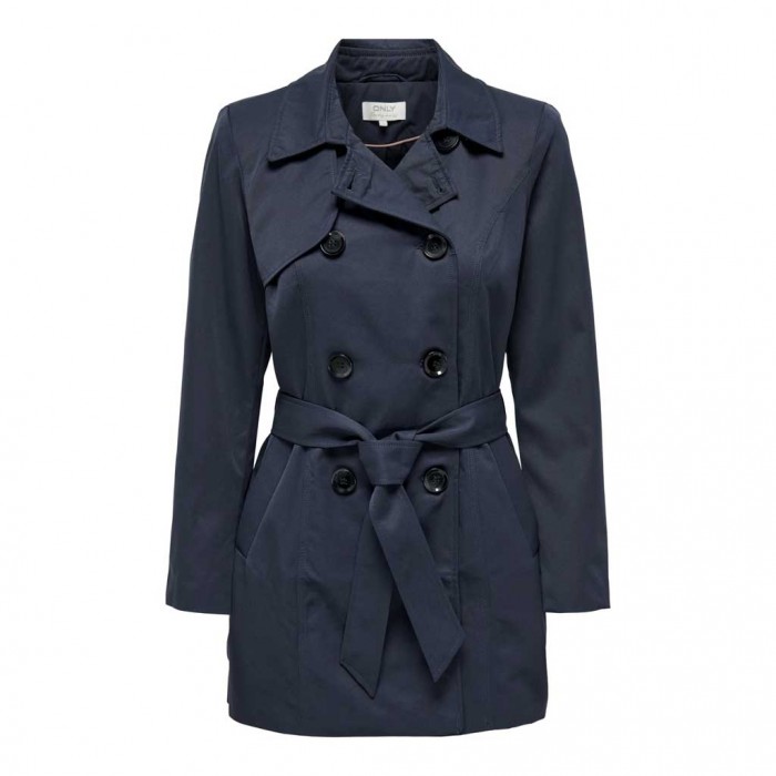 ONLY SHORT SOLID COLOR TRENCHCOAT BLUE