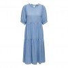 ONLY ONLTOKYO 2/4 LINEN BLEND MIDI DRESS PNT BLUE