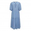 ONLY ONLTOKYO 2/4 LINEN BLEND MIDI DRESS PNT BLUE