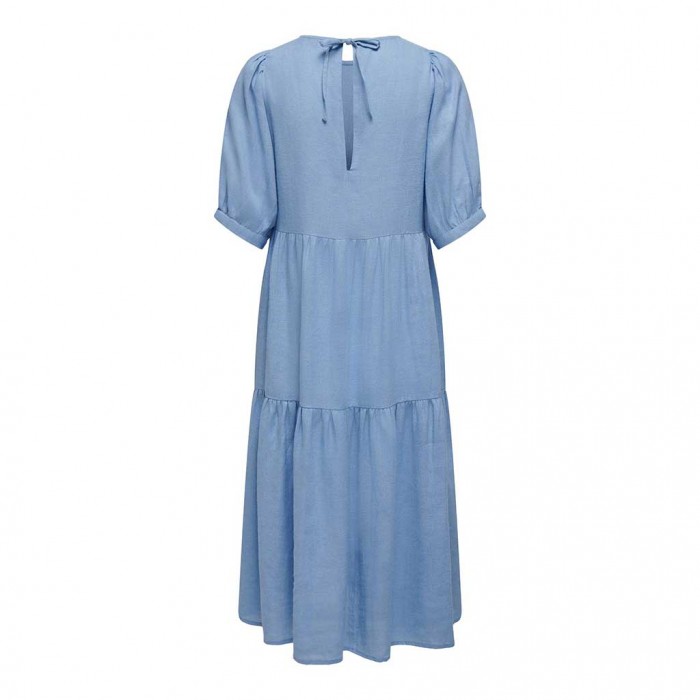 ONLY ONLTOKYO 2/4 LINEN BLEND MIDI DRESS PNT BLUE