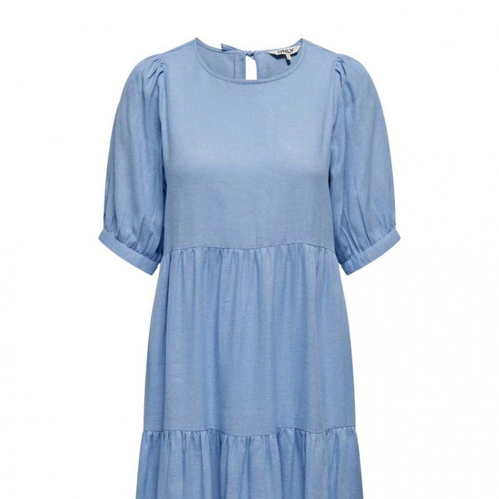 ONLY ONLTOKYO 2/4 LINEN BLEND MIDI DRESS PNT BLUE