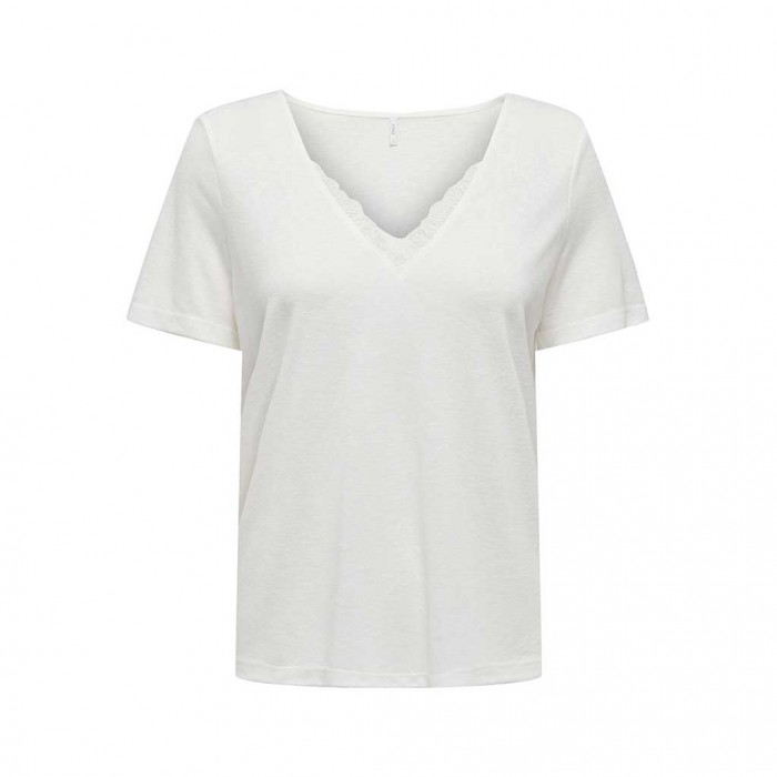 ONLY ONLDITTE S/S V-NECK LACE MIX TOP JRS WHITE