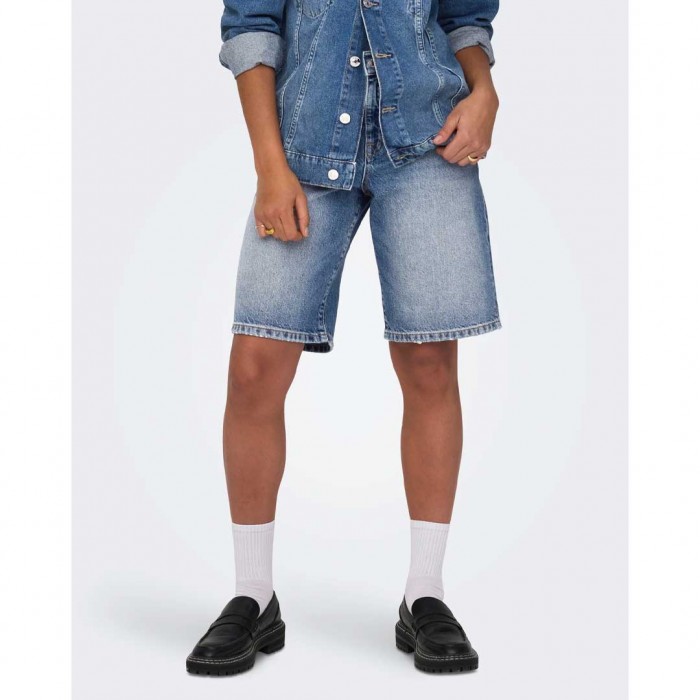 ONLY ONLMATE Mid waist Baggy Fit Denim shorts BLUE