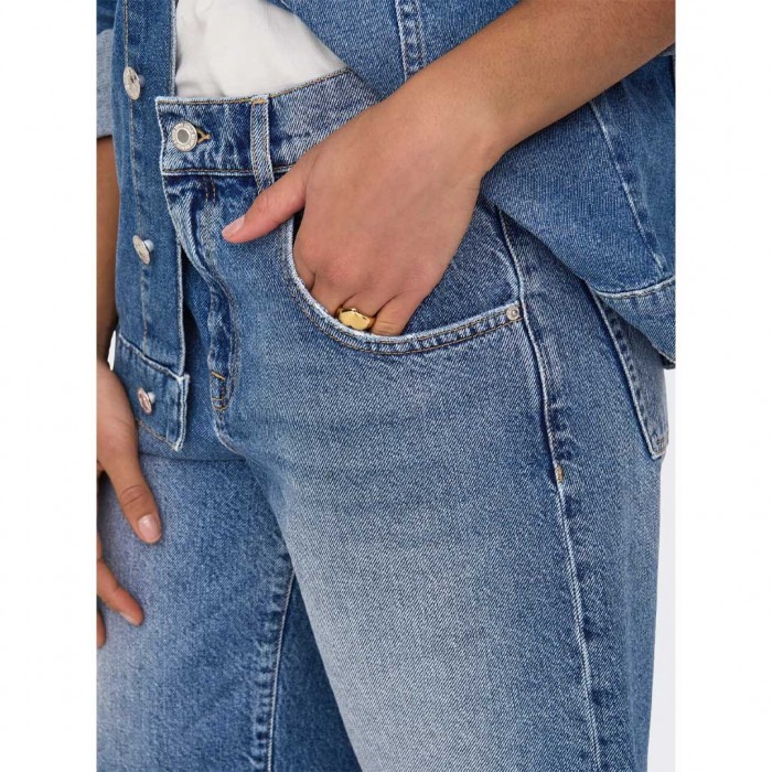 ONLY ONLMATE Mid waist Baggy Fit Denim shorts BLUE