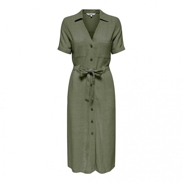 ONLY ONLSIESTA SS LIN BL SHIRT DRESS PNT NOOS GREEN