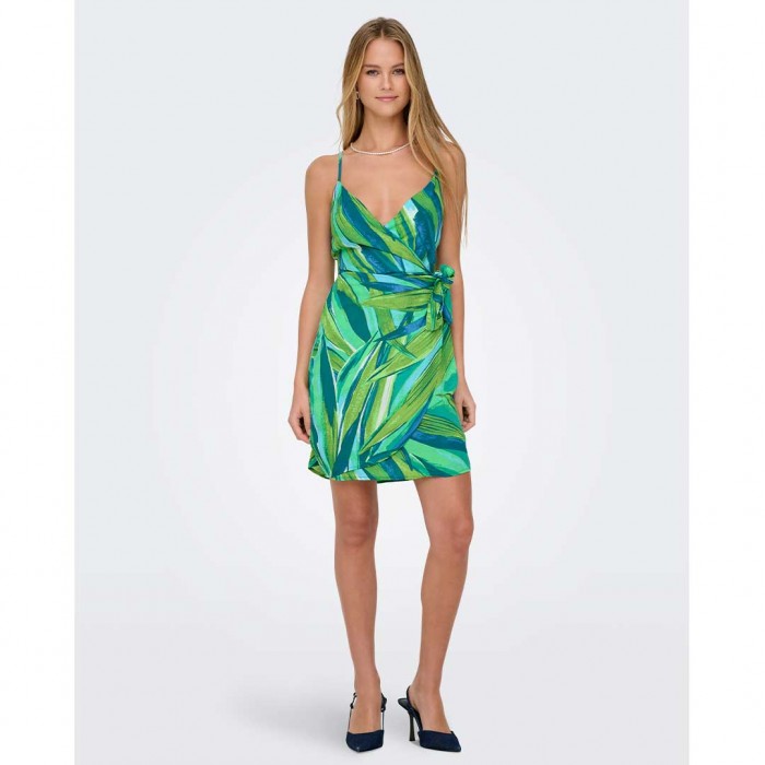 ONLY ONLALMA LIFE POLY ISA WRAP DRESS AOP GREEN