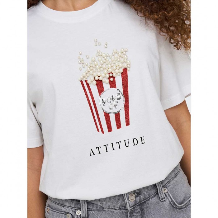 ONLY  ONLBURST LIFE S/S POPCORN TOP BOX JRS WHITE