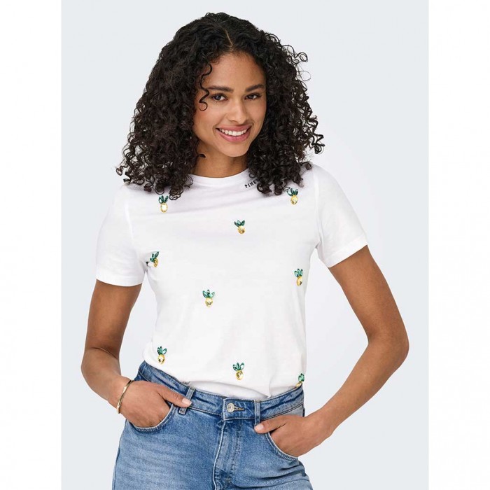 ONLY ONLKITA LIFE REG S/S PINEAPPLE TOP JRS WHITE