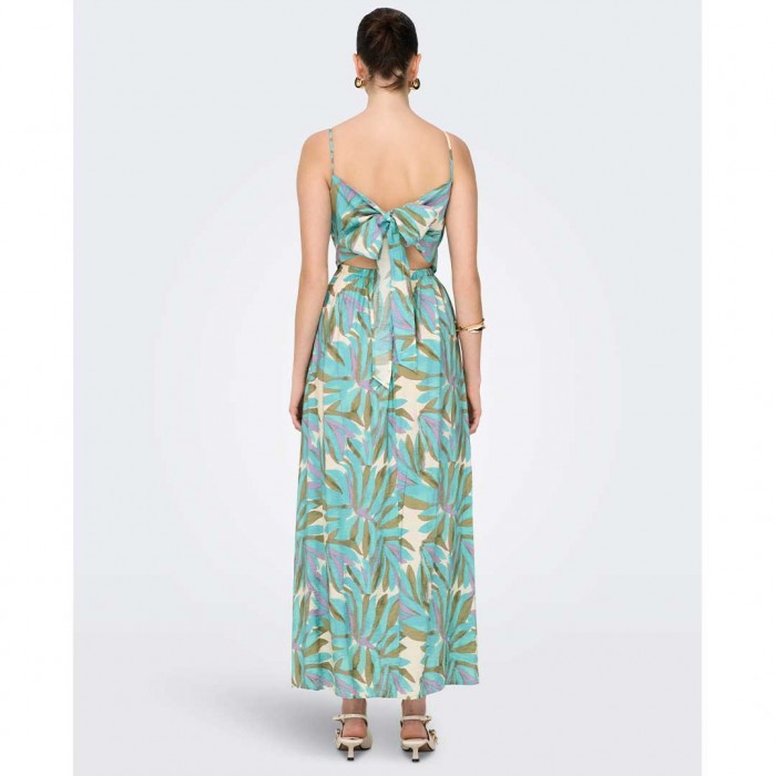 ONLY ONLAYO S/L BACK BOW LONG DRESS PTM GREEN