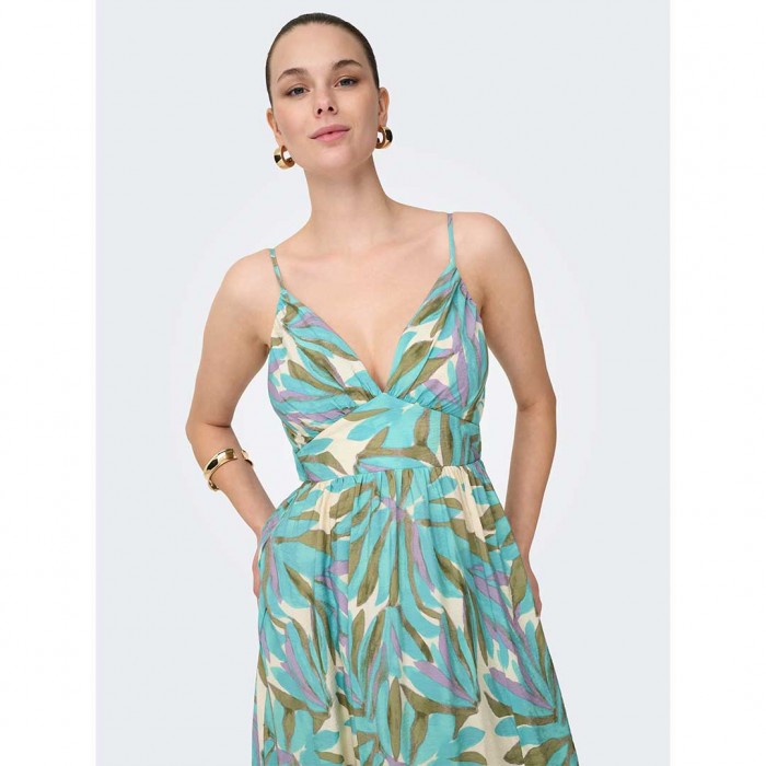 ONLY ONLAYO S/L BACK BOW LONG DRESS PTM GREEN