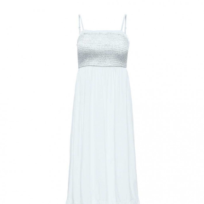 ONLY ONLLOU LIFE EMB SMOCK ANKEL DRESS PTM WHITE