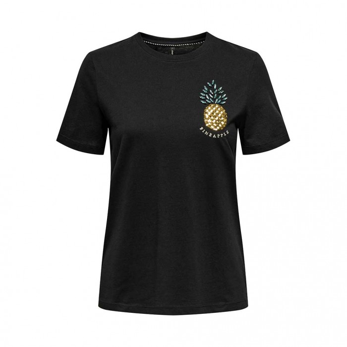 ONLY ONLKITA LIFE REG S/S PINEAPPLE TOP JRS BLACK