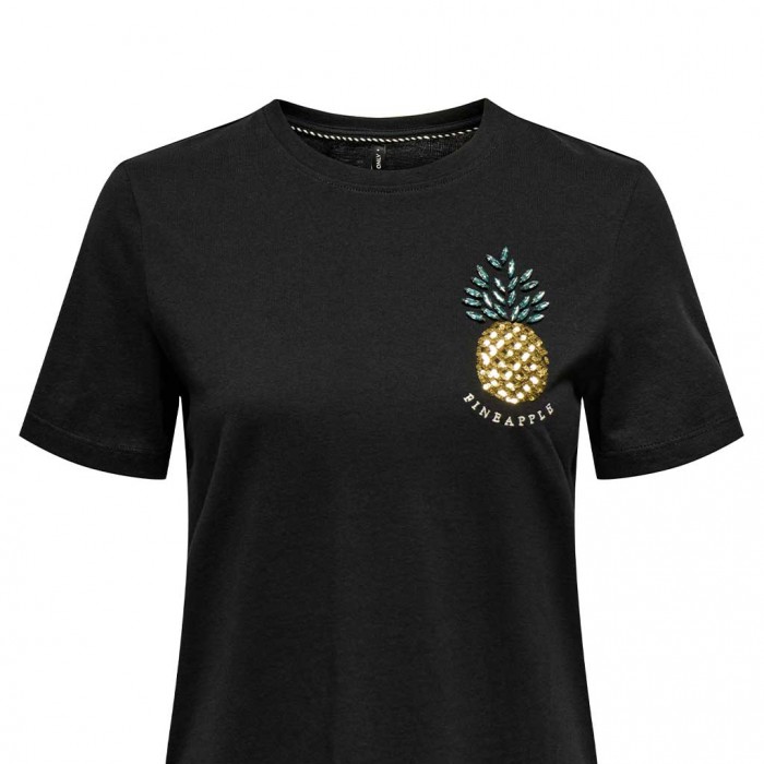 ONLY ONLKITA LIFE REG S/S PINEAPPLE TOP JRS BLACK