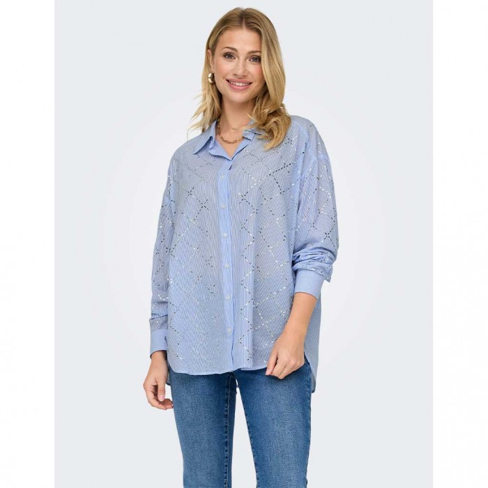 ONLY ONLJULIE LS STONES SHIRT WVN BLUE