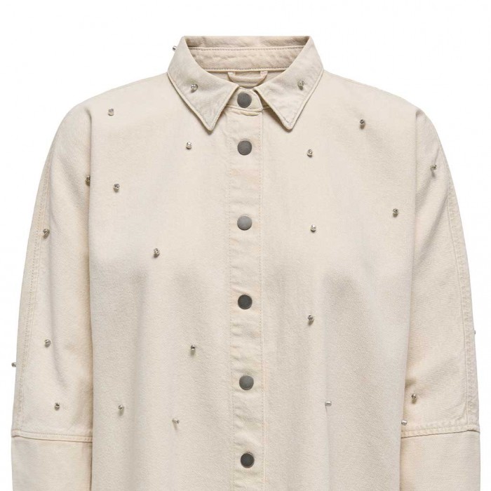 ONLY ONLGRACE L/S RHINESTONE COL SHIRT PNT BEIGE