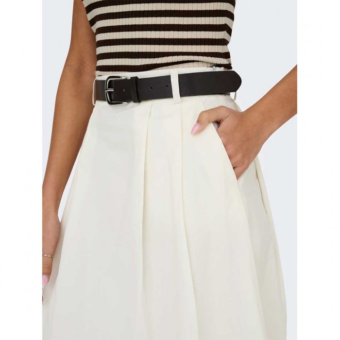 ONLY ONLZORA HW LONG BELT SKIRT PNT WHITE