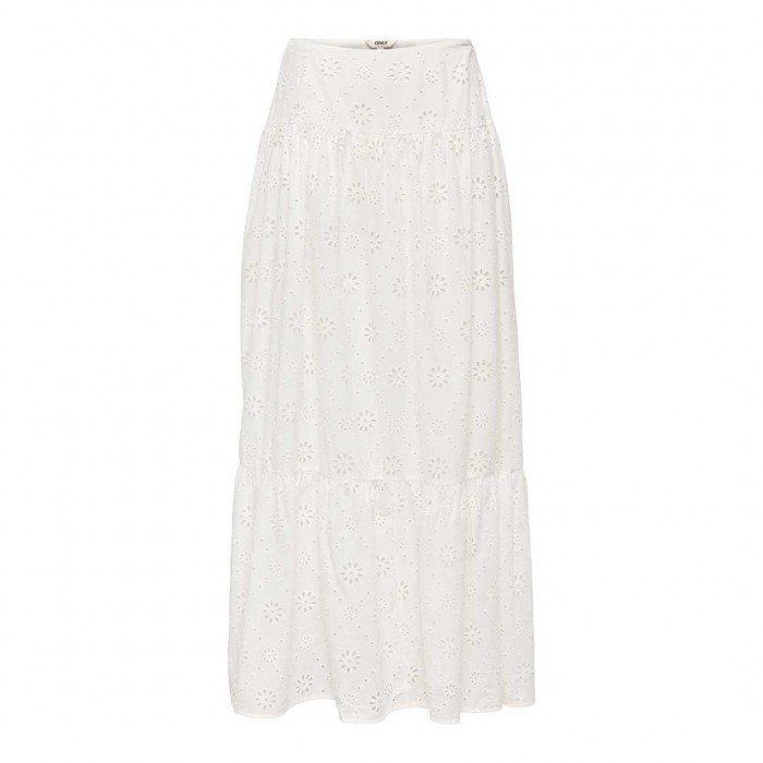 ONLY ONLALITHEA LONG EMB SKIRT WVN BRIGHT WHITE