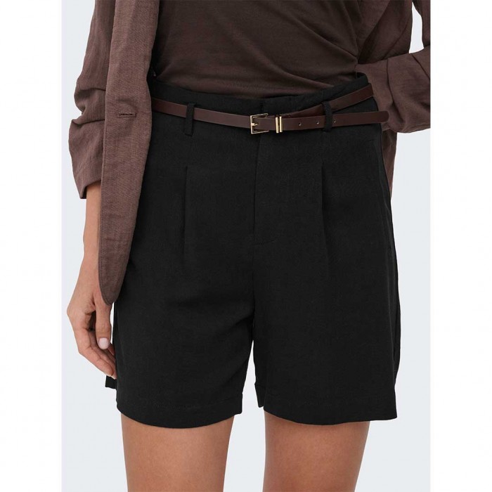 ONLY ONLSIESTA HW BELT LIN BL SHORTS PNT NOOS BLACK