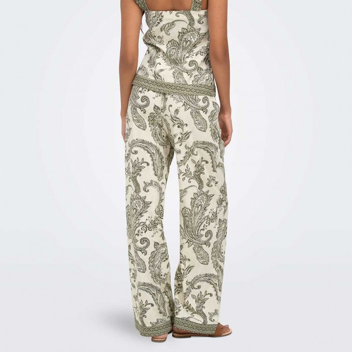ONLY ONLLIANA LEYA PULL UP PAISLEY PANT WVN GREEN