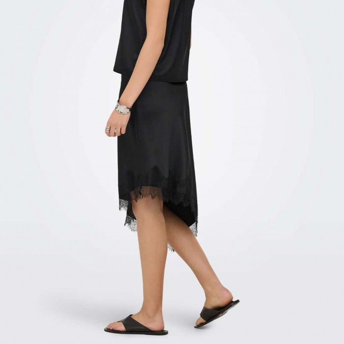 ONLY ONLFARAYA SATIN LACE SKIRT WVN BLACK