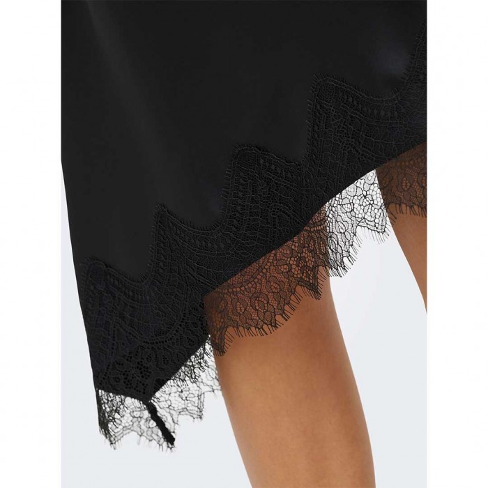 ONLY ONLFARAYA SATIN LACE SKIRT WVN BLACK