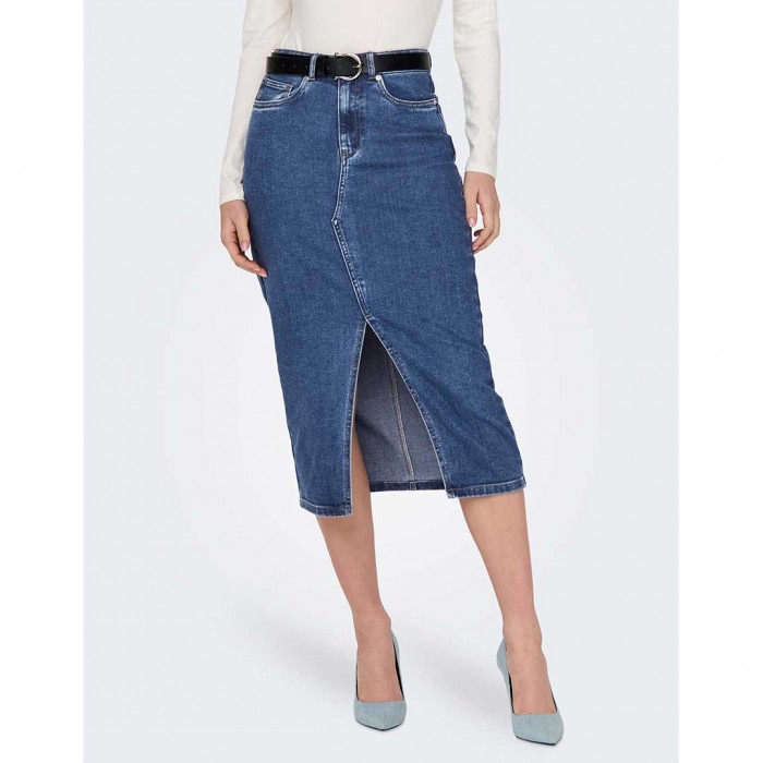 ONLY ONLSIRI FRONT SLIT SKIRT DNM GUA NOOS BLUE