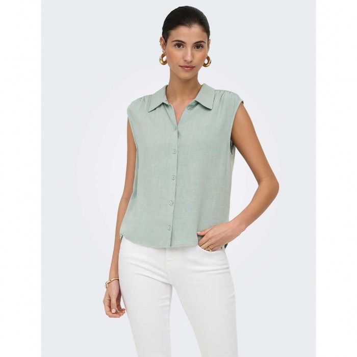 ONLY ONLSIESTA S/L LINEN BL SHIRT PNT NOOS GREEN