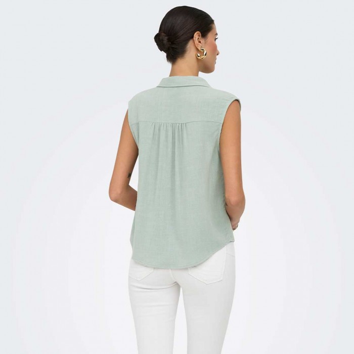 ONLY ONLSIESTA S/L LINEN BL SHIRT PNT NOOS GREEN