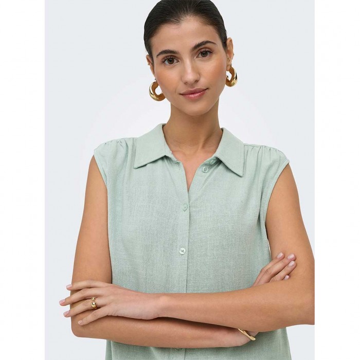 ONLY ONLSIESTA S/L LINEN BL SHIRT PNT NOOS GREEN