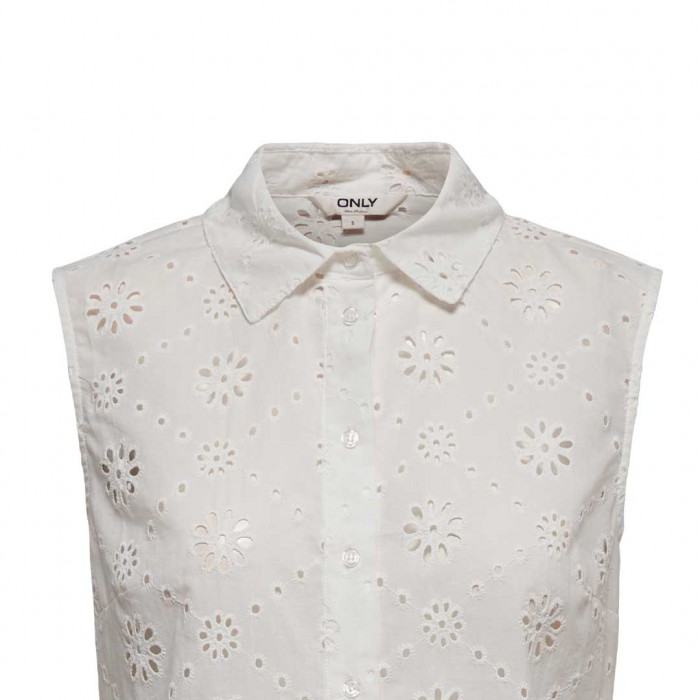 ONLY ONLALITHEA SL SHORT EMB SHIRT WVN WHITE