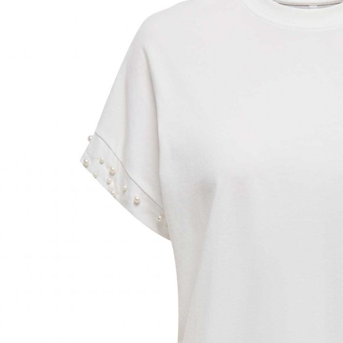 ONLY ONLOLIVIA LIFE S/S LOOSE O-NECK TOP JRS WHITE